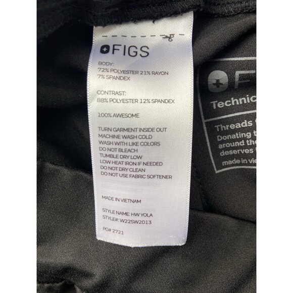 Figs Womens High Waisted Yola Skinny Scrub Pants Size XS Black Healthcare Nurse - Picture 10 of 14